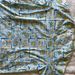 Leaf Patterned Blue and Green Nurses Scrub Top